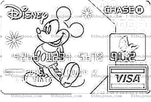 Dibujo para colorear Chase Visa Mickey Mouse Disney Credit Card Coloring Page Para Colorear