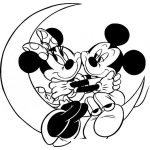 Dibujo para colorear Pintar a Mickey y Mimi en la Luna