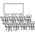 Dibujo para colorear Dibujo De Escuelita con Pupitres Para Colorear Online E Imprimir