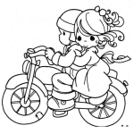 Dibujo para colorear Colorear Parea De Novios En Moto De Precious Moments