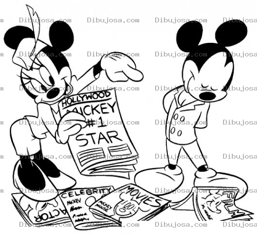 Dibujo para colorear Colorear a Mickey en el periodico