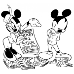 Dibujo para colorear Colorear a Mickey en el periodico