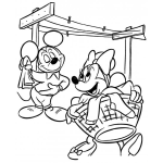 Dibujo para colorear Colorear a Mimi Mouse lavando ropa