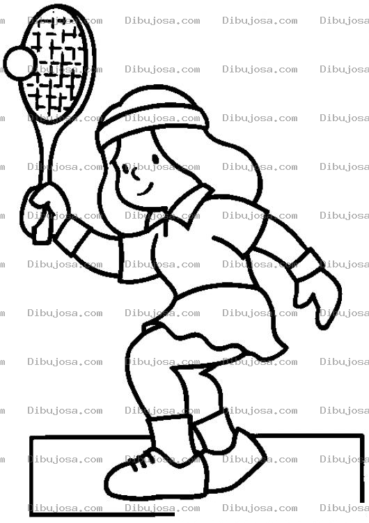 Dibujo para colorear Colorear Dibujo De Tenista Con Raquera De Tennis