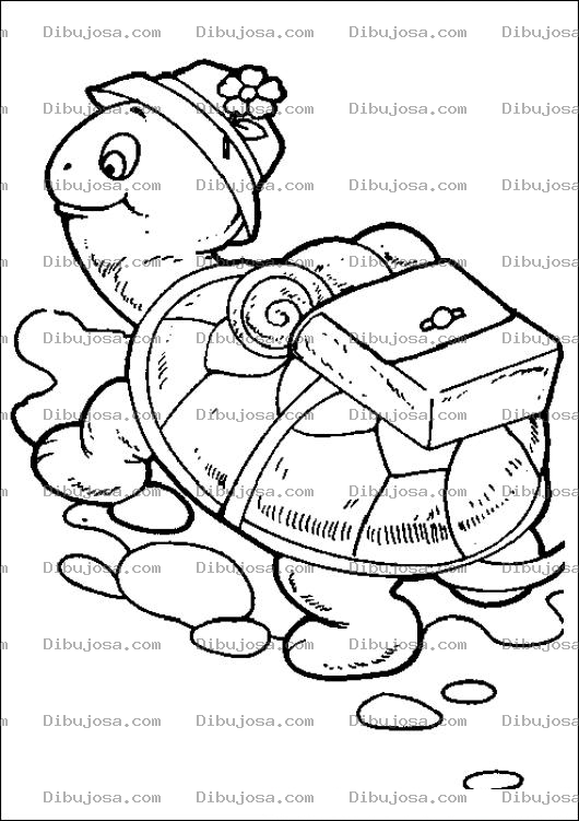 Dibujo para colorear Colorear Tortuga Viajera