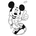 Dibujo para colorear Colorear a Mickey tirando una moneda