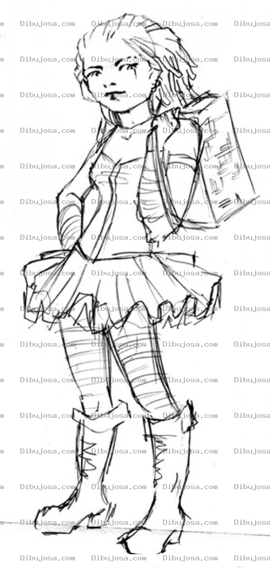 Dibujo para colorear Colorear Colegiala En Minifalda Y Botines