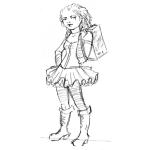 Dibujo para colorear Colorear Colegiala En Minifalda Y Botines