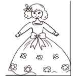 Dibujo para colorear Colorear Princesita Con Vestido Floreado