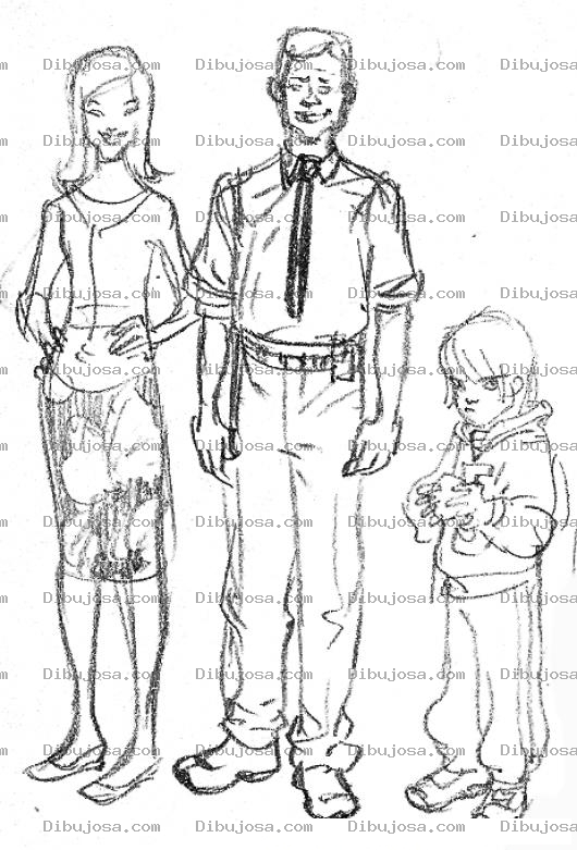 Dibujo para colorear Colorear Familia De 3 Integrantes Mama Papa Y Un Hijo