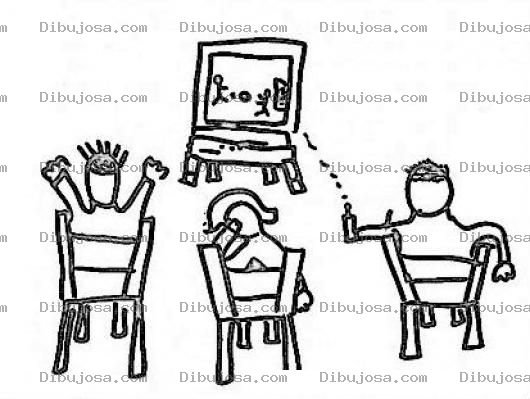 Dibujo para colorear Colorear Familia Viendo Un Partido De Futbol En La Television
