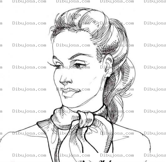 Dibujo para colorear Colorear Mujer Con Panuel En El Cuello