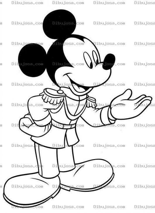 Dibujo para colorear Colorear a Mickey mouse vestido de Principe