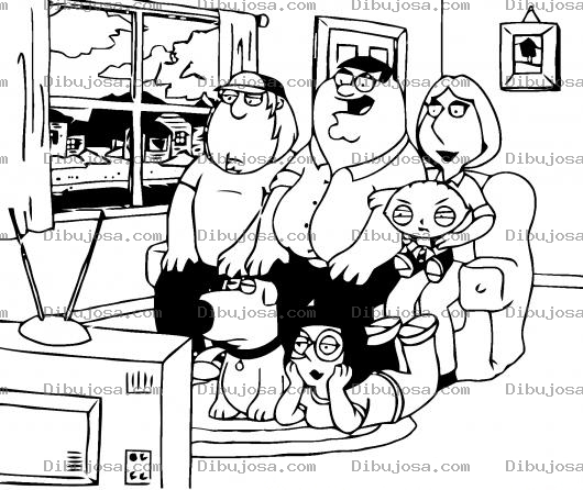 Dibujo para colorear La Familia De Family Guy Viendo Tele Para Colorear Y Pintar