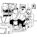 Dibujo para colorear La Familia De Family Guy Viendo Tele Para Colorear Y Pintar