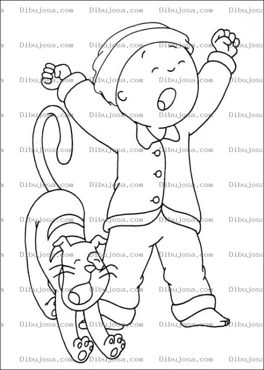 Dibujo para colorear Caillou con su pijama
