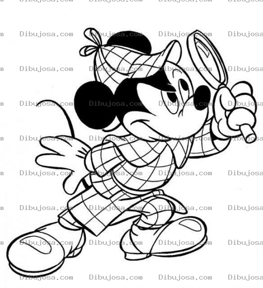 Dibujo para colorear Colorear a Mickey vestido de Detective