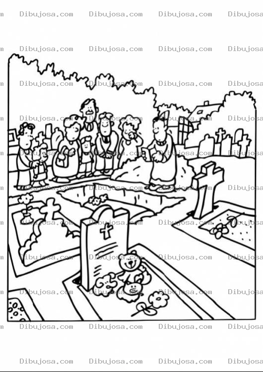 Dibujo para colorear Dibujo De Un Entierro En Cementerio Para Colorear