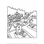 Dibujo para colorear Dibujo De Un Entierro En Cementerio Para Colorear