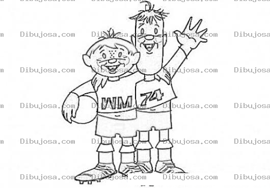 Dibujo para colorear Colorear A Tip Y A Tap Mascotas Del Mundial De Futbol Alemania 74