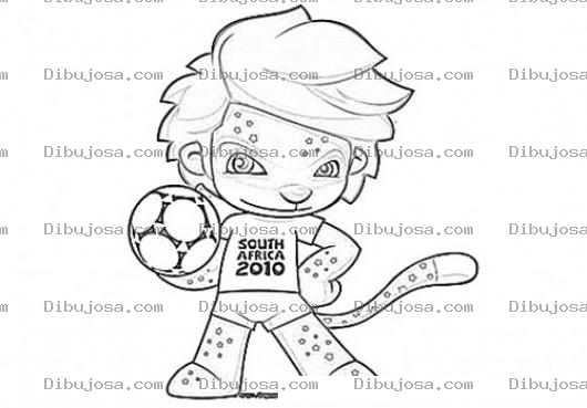 Dibujo para colorear Colorear A Zakumi Mascota Del Mundia De Futbol Southafrica 2010