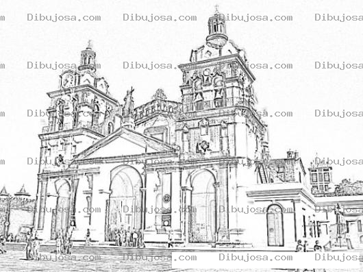 Dibujo para colorear Dibujo De La Catedral De Cordoba Argentina Para Colorear