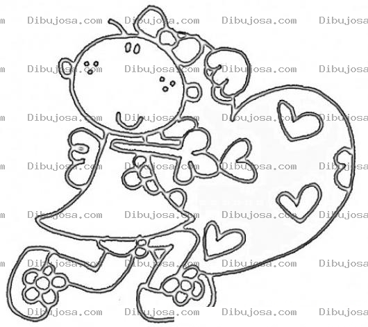 Dibujo para colorear Dibujo De Una Nina Corriendo Con Un Gran Corazon Para Colorear