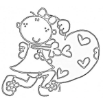 Dibujo para colorear Dibujo De Una Nina Corriendo Con Un Gran Corazon Para Colorear