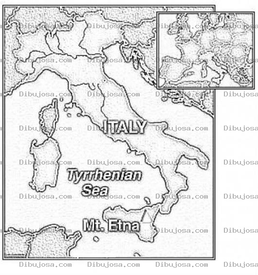 Dibujo para colorear Mount Etna Map Coloring Page Mapa Del Monte Etna Para Colorear Y Pintar