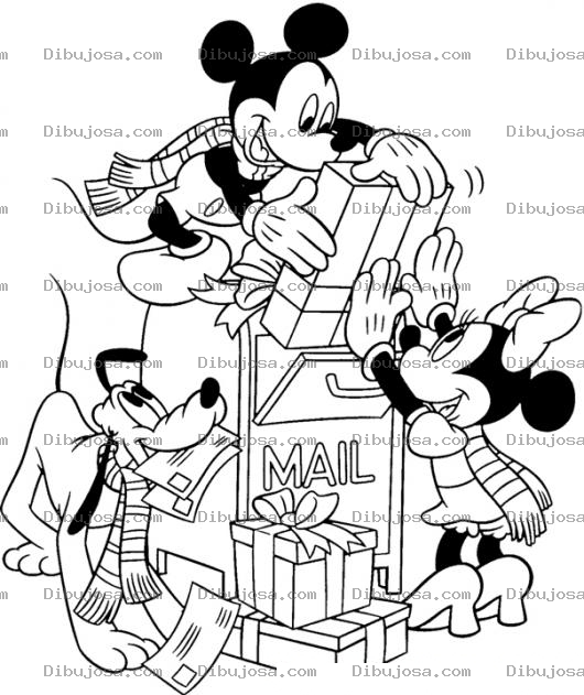 Dibujo para colorear Colorear a Mickey Mimi y Pluto en el Buzon