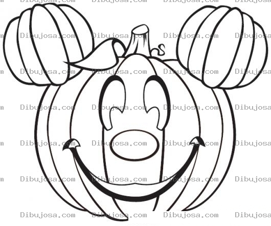 Dibujo para colorear Colorear calabaza con forma de Mikey Mouse