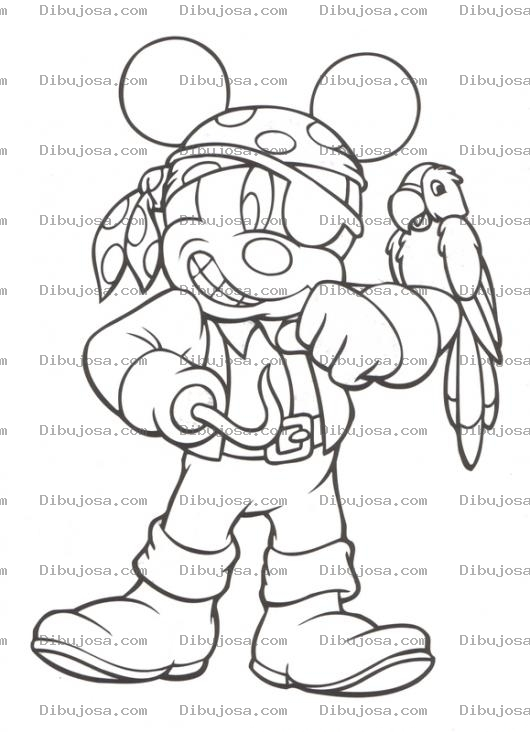 Dibujo para colorear Colorear a Mikymaus con traje de pirata