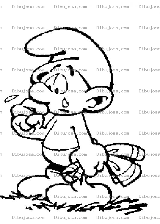 Dibujo para colorear Pitufo Llorando Con Lagrimas En Sus Ojos Para Colorear