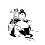 Dibujo para colorear Dibujo De Mulan Con Dragonsito Para Colorear