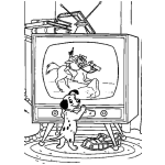Dibujo para colorear Cachorrito Dalmata Viendo Tele Para Colorear
