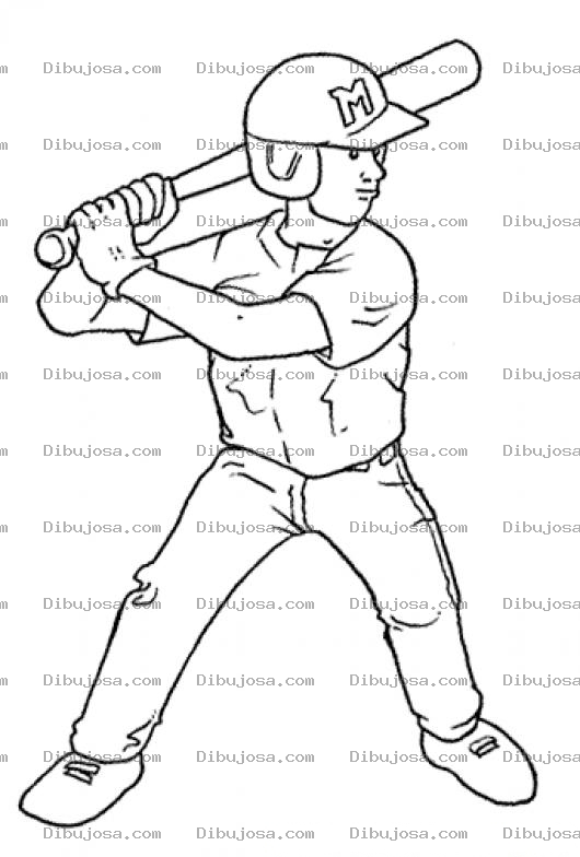 Dibujo para colorear Colorear Pelotero Con Bate De Beisbol