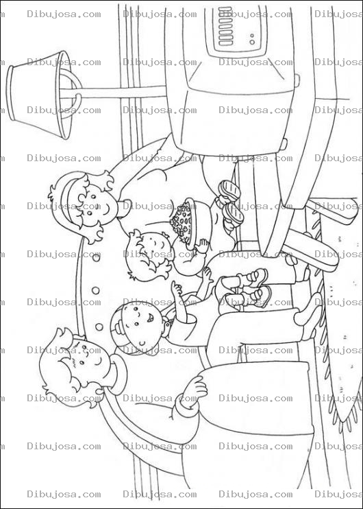 Dibujo para colorear Caillou viendo tele