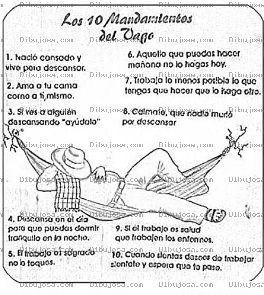Dibujo para colorear Los 10 Mandamientos De Un Vago Para Colorear Online Pintar E Imprimir