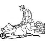 Dibujo para colorear Colorear Maestro De Obras Con Una Carreta Con Mezcla De Cemento