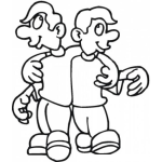 Dibujo para colorear Colorear Dibujo De Amigos Abrazados