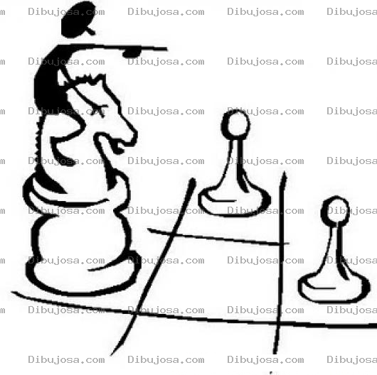 Dibujo para colorear Montando Caballo De Ajedrez Dibujo Para Colorear