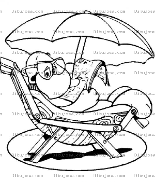 Dibujo para colorear Colorear Tortuga Descansando En La Playa