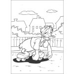 Dibujo para colorear Colorear al pato donald cansado de patinar