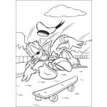Dibujo para colorear Pintar al Pato Donald en Patineta