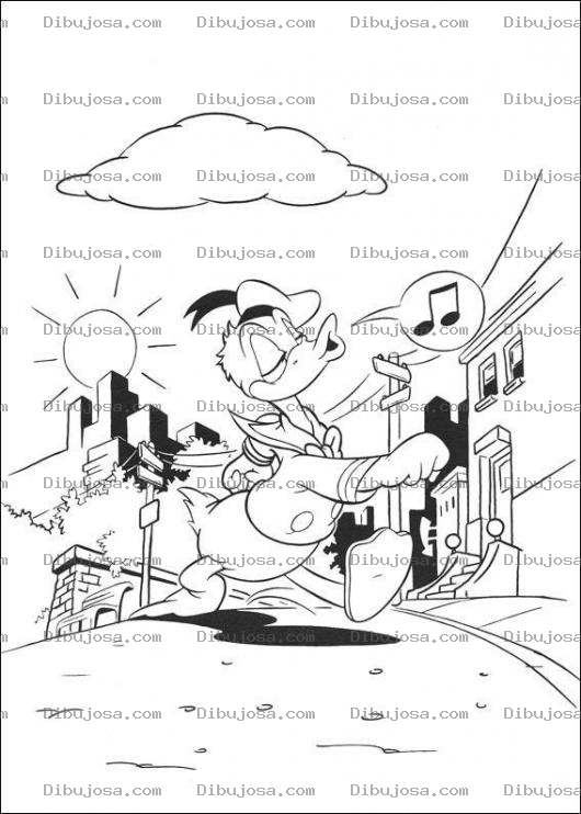 Dibujo para colorear Colorear al pato donald silvando
