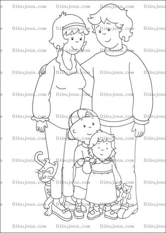 Dibujo para colorear La familia de Caillou