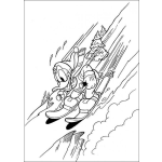 Dibujo para colorear Colorear al pato donald esquiando en la nieve