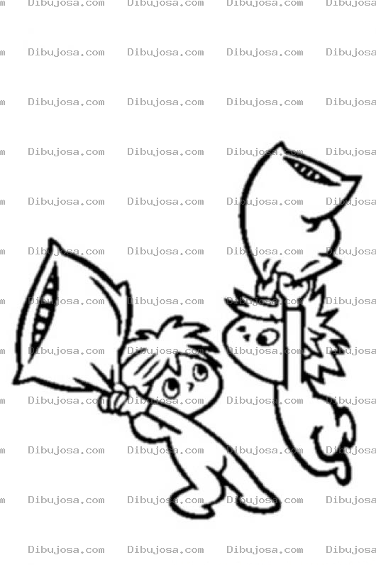 Dibujo para colorear Pelea De Almohadas Para Colorear Y Pintar Almohadazos
