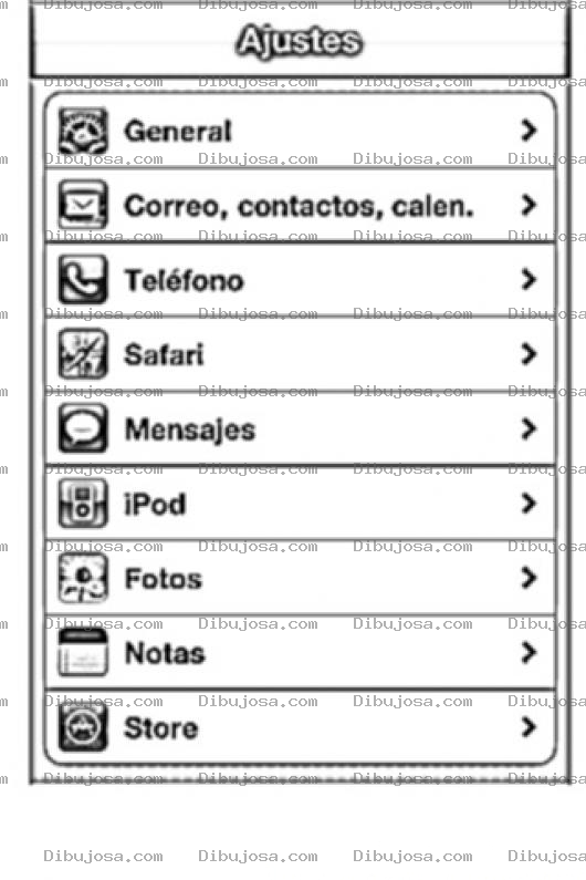 Dibujo para colorear Colorear Pantalla De Configuracion Del Iphone 4