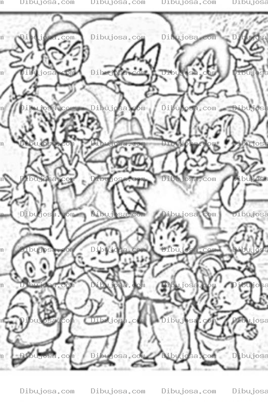 Dibujo para colorear Dibujo De Todos Los Personajes De Dragon Ball Z Para Colorear Y Pintar